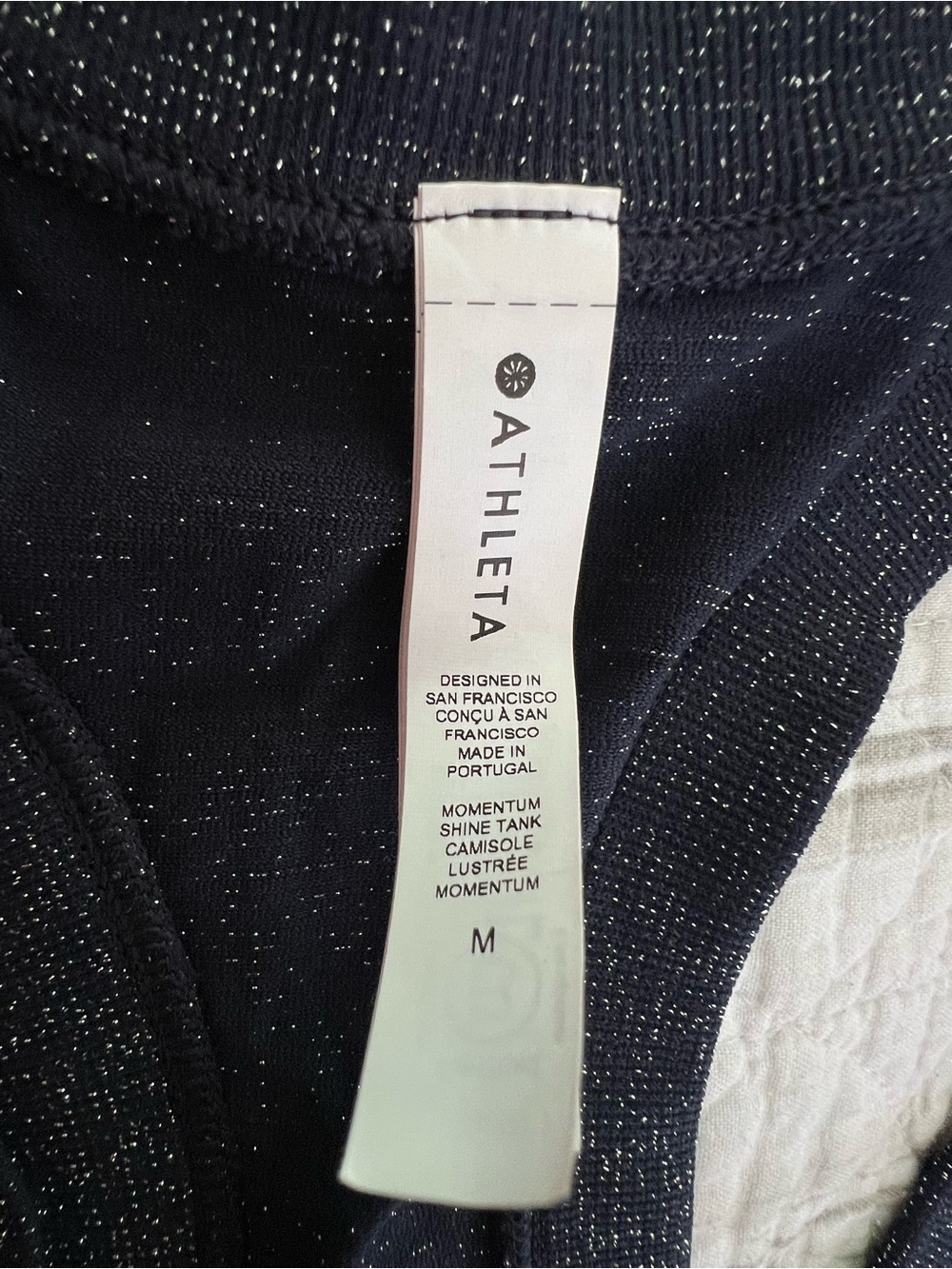 Athleta Momentum Shine Tank Top Navy Blue With Metallic Shimmer Sz Medium - Picture 5 of 6